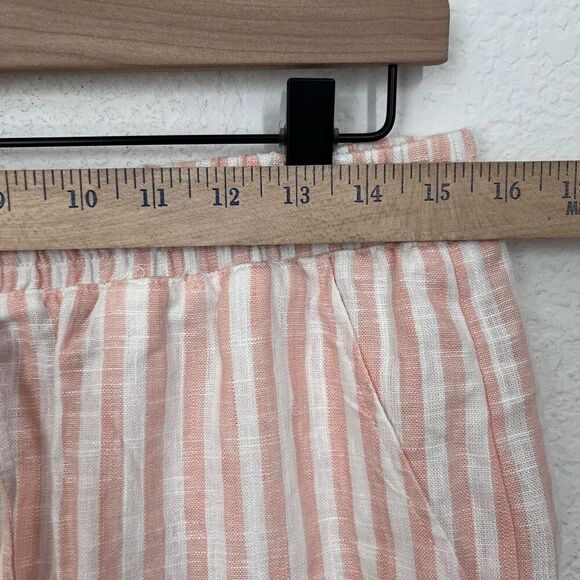 GIANNI BINI Peach Linen Blend Striped Shorts L NEW Drawstring Beachy Pull On - Picture 8 of 9